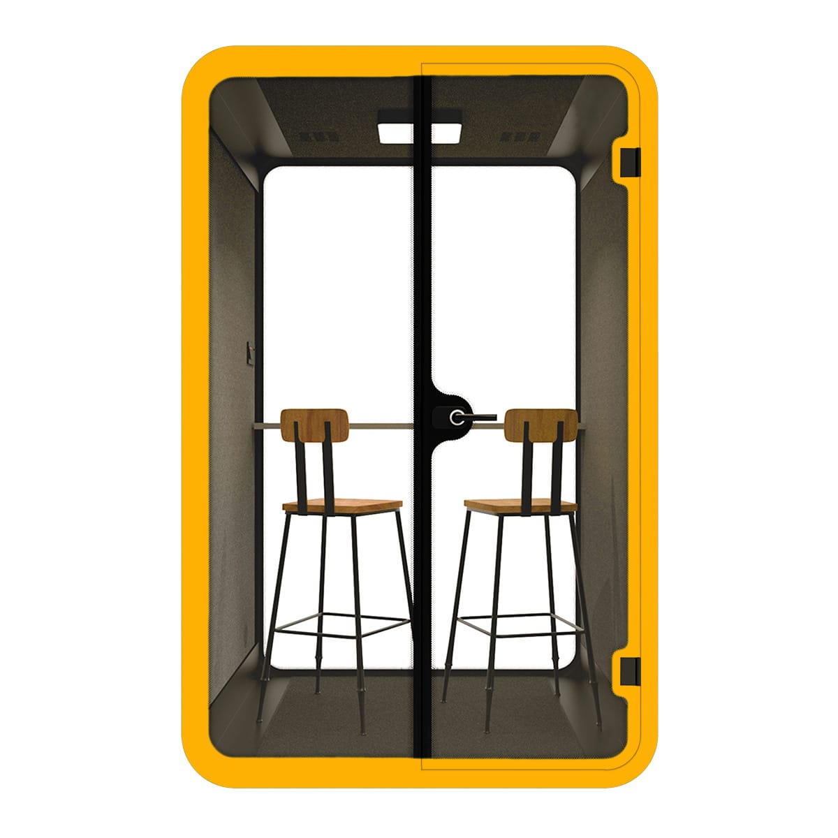 Ergoworks Meeting Pod Orange Soundproof Acoustic Collaborative Work Booth with Bar Chair Ergoworks