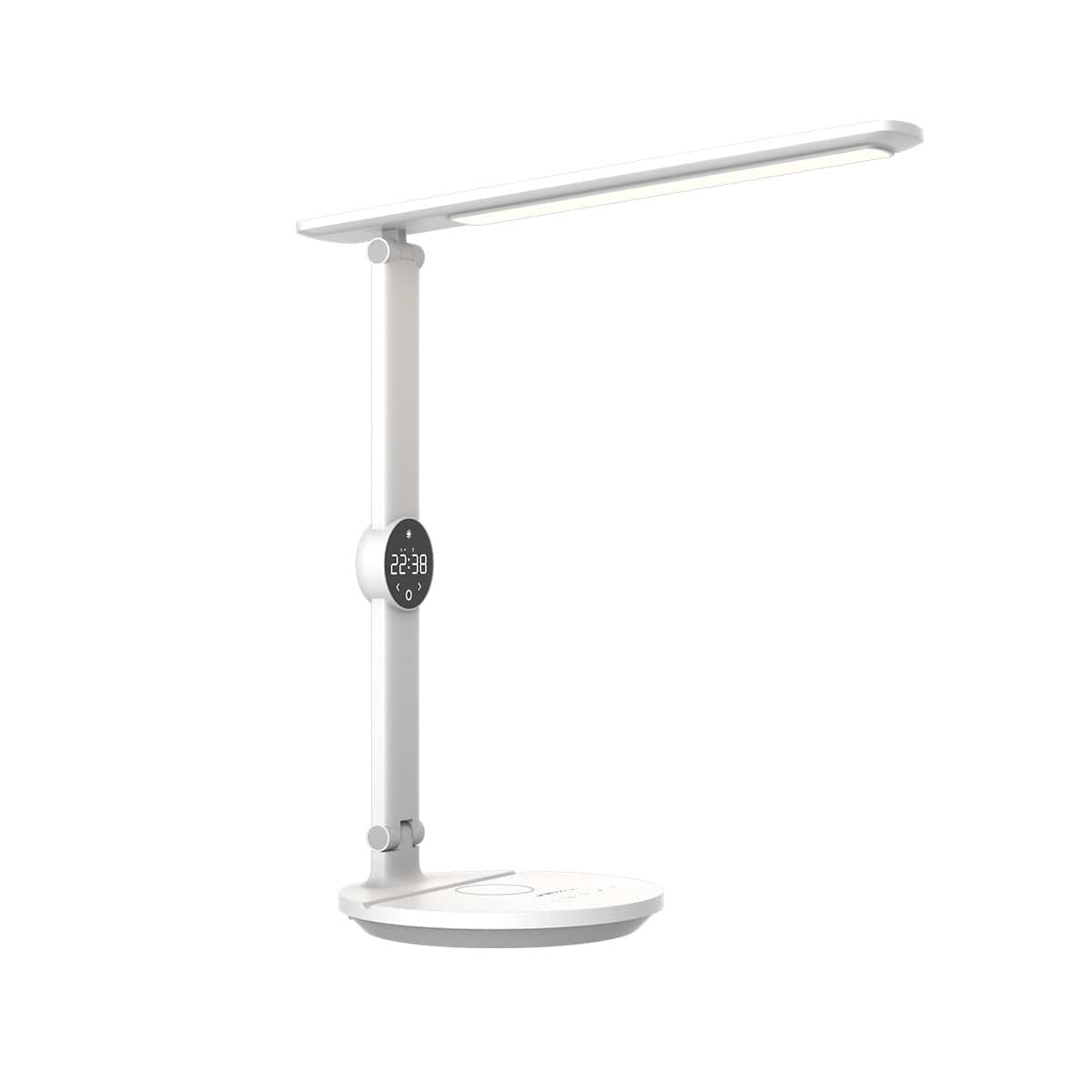 Ergoworks Desktop Light White Ergo Eye Care Led Desk Lamp with Qi Charger & Digital Clock Ergoworks