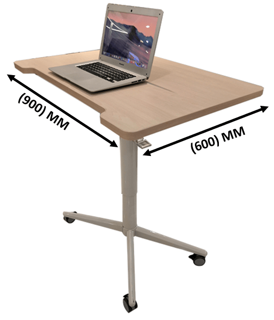 ERGOWORKS Mobile Single Pole Pneumatic Adjustable Desk Ergoworks