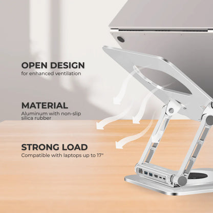 Laptop Stand 360º with Magnetic PD 100W 5-in-1 USB Adapter