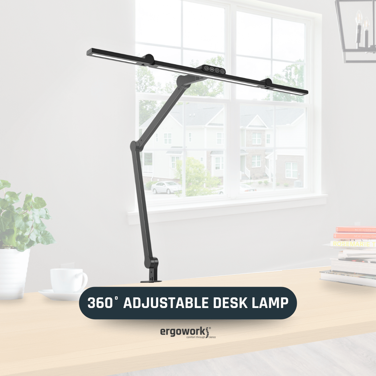 Ergoworks Desktop Light Black 360 Adjustable Desk Lamp with Remote Control Ergoworks