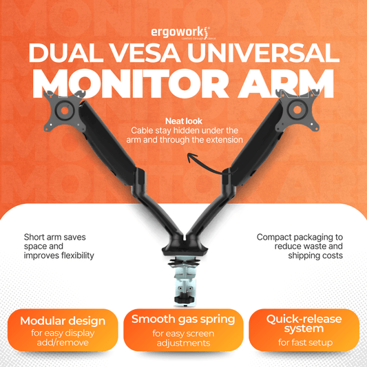 Ergoworks Monitor Arm Dual Vesa Universal Desk Mount Ergoworks