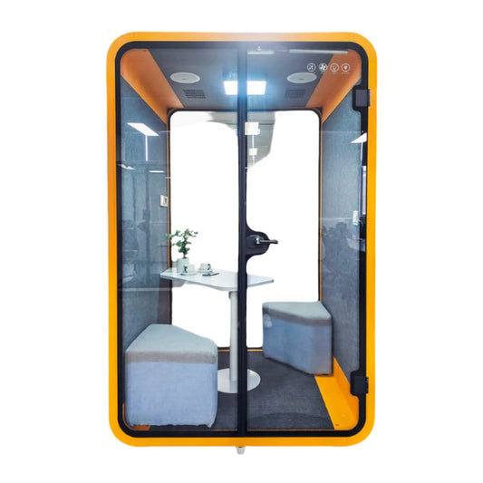 Ergoworks Meeting Pod Orange Soundproof Acoustic Collaborative Pod with Sofa Ergoworks