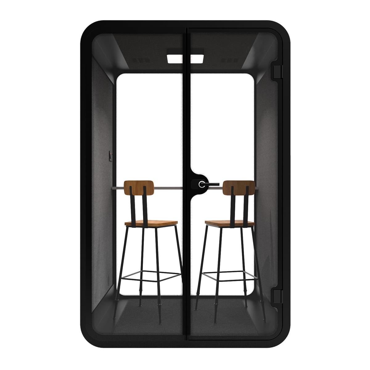Ergoworks Meeting Pod Black Soundproof Acoustic Collaborative Work Booth with Bar Chair Ergoworks