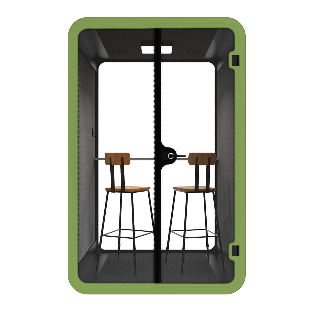 Ergoworks Meeting Pod Green Soundproof Acoustic Collaborative Work Booth with Bar Chair Ergoworks