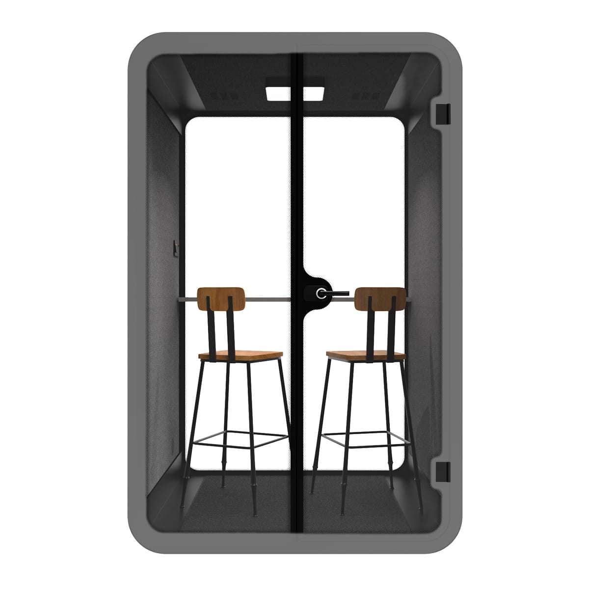 Ergoworks Meeting Pod Grey Soundproof Acoustic Collaborative Work Booth with Bar Chair Ergoworks
