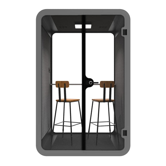 Ergoworks Meeting Pod Grey Soundproof Acoustic Collaborative Work Booth with Bar Chair Ergoworks