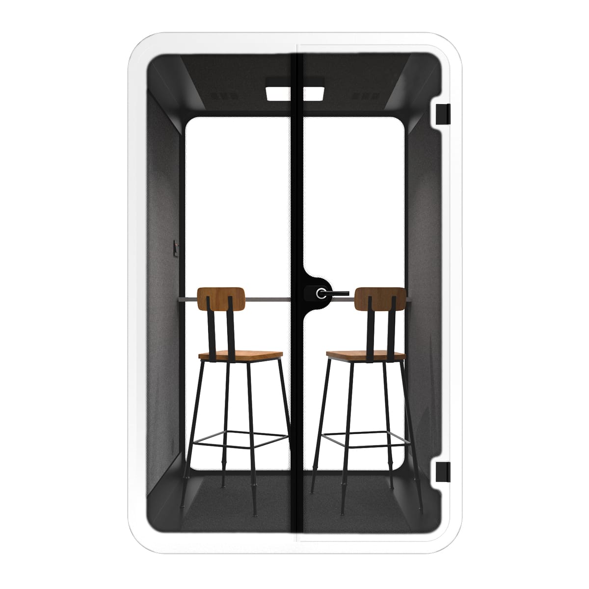 Ergoworks Meeting Pod White Soundproof Acoustic Collaborative Work Booth with Bar Chair Ergoworks