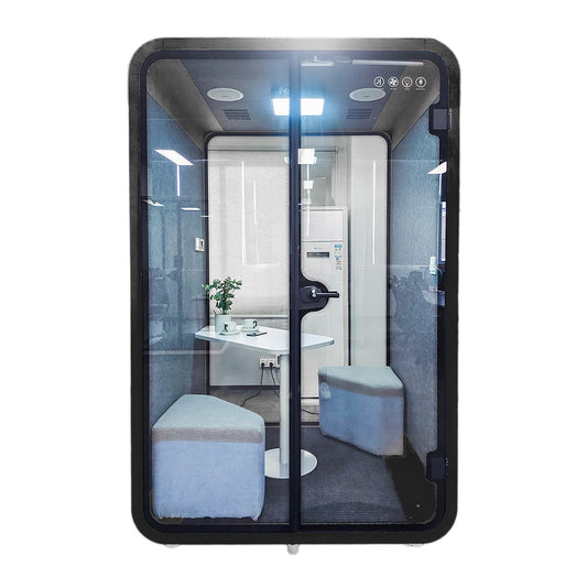 Ergoworks Meeting Pod Black Soundproof Acoustic Collaborative Pod with Sofa Ergoworks