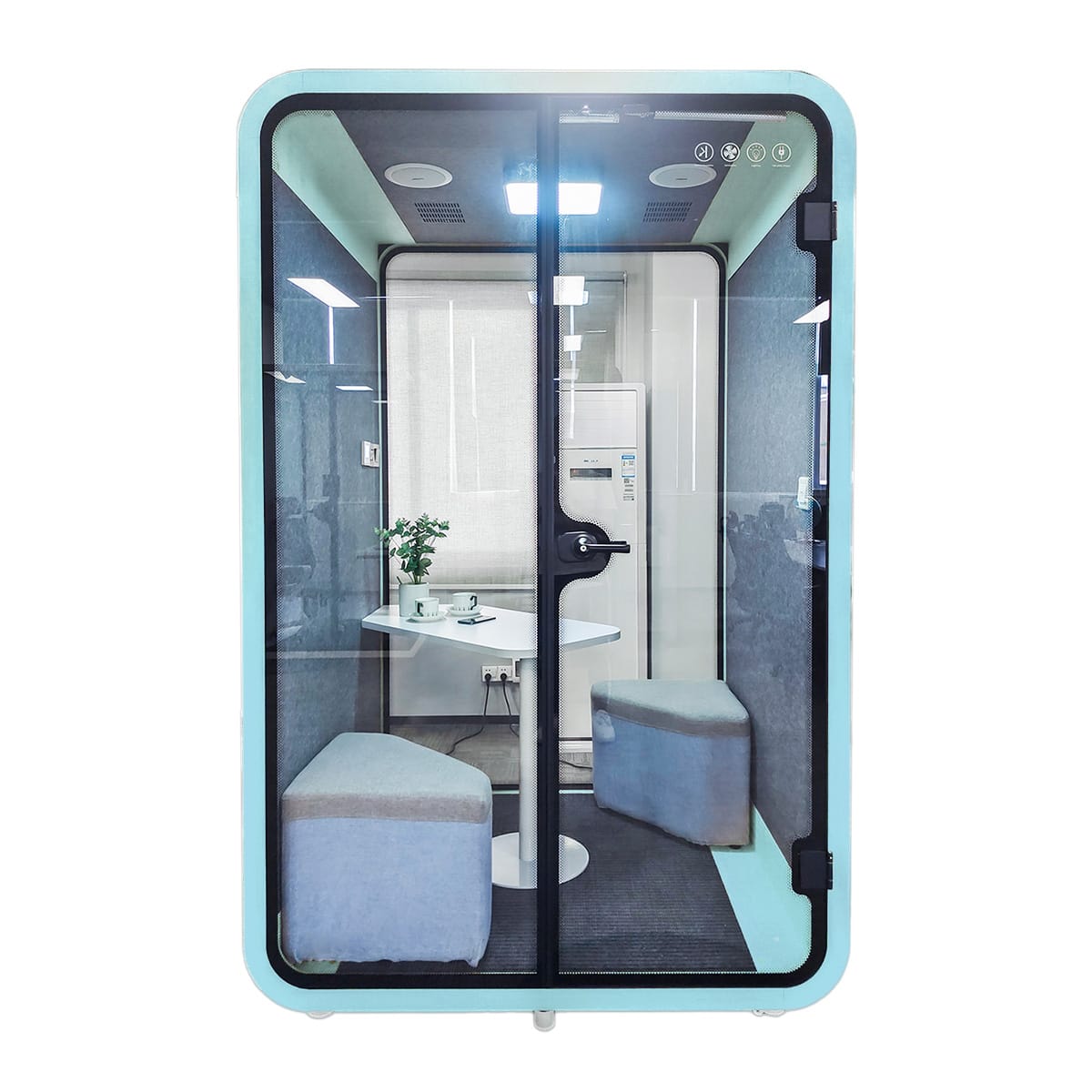 Ergoworks Meeting Pod Blue Soundproof Acoustic Collaborative Pod with Sofa Ergoworks