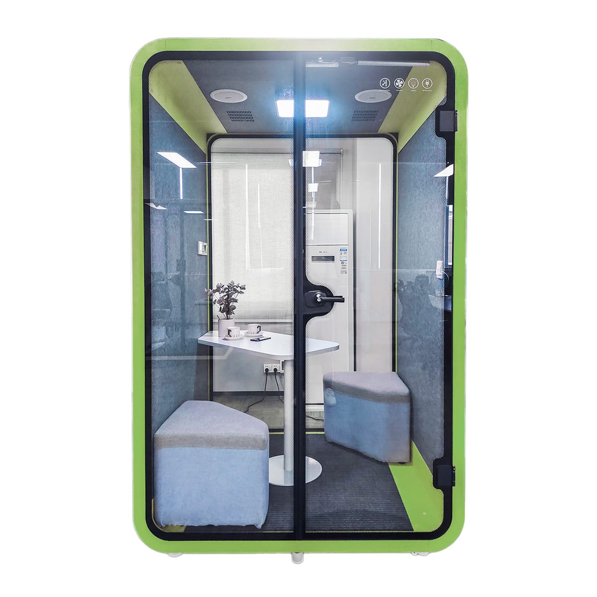 Ergoworks Meeting Pod Green Soundproof Acoustic Collaborative Pod with Sofa Ergoworks