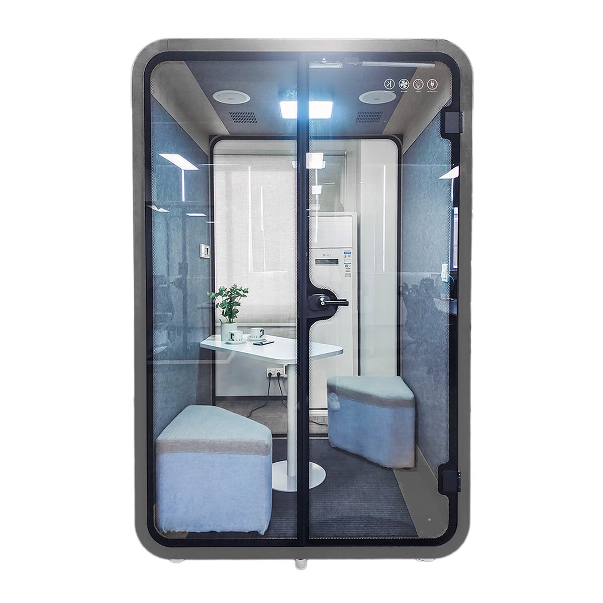 Ergoworks Meeting Pod Grey Soundproof Acoustic Collaborative Pod with Sofa Ergoworks