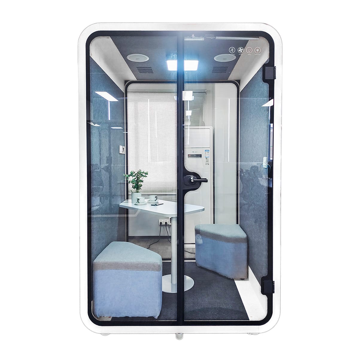 Ergoworks Meeting Pod White Soundproof Acoustic Collaborative Pod with Sofa Ergoworks