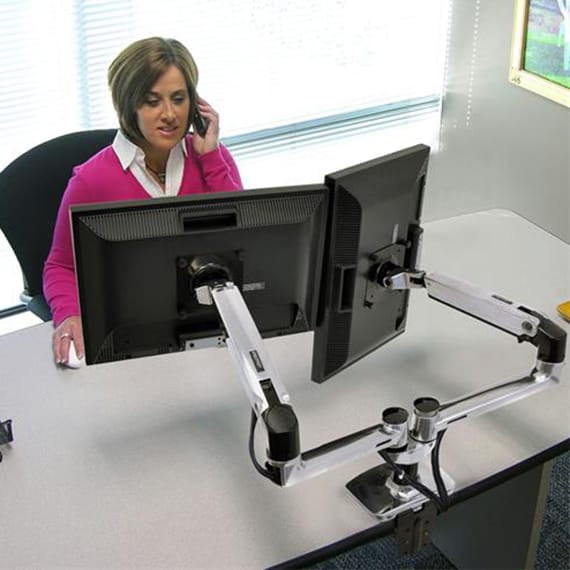 ERGOTRON Monitor Arm LX Dual Side-by-Side Monitor Arm (polished aluminum) Ergoworks