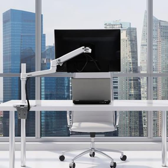 ERGOTRON Monitor Arm LX Desk Mount Monitor Arm, Tall Pole, Bright White Texture Ergoworks