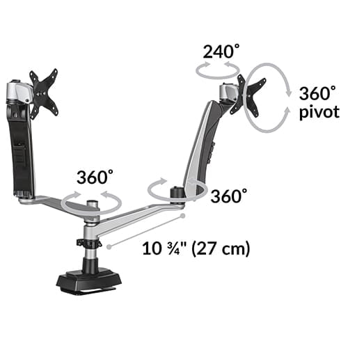 VARIDESK Monitor Arm Silver Varidesk Desk Mount Dual Monitor Arm Ergoworks