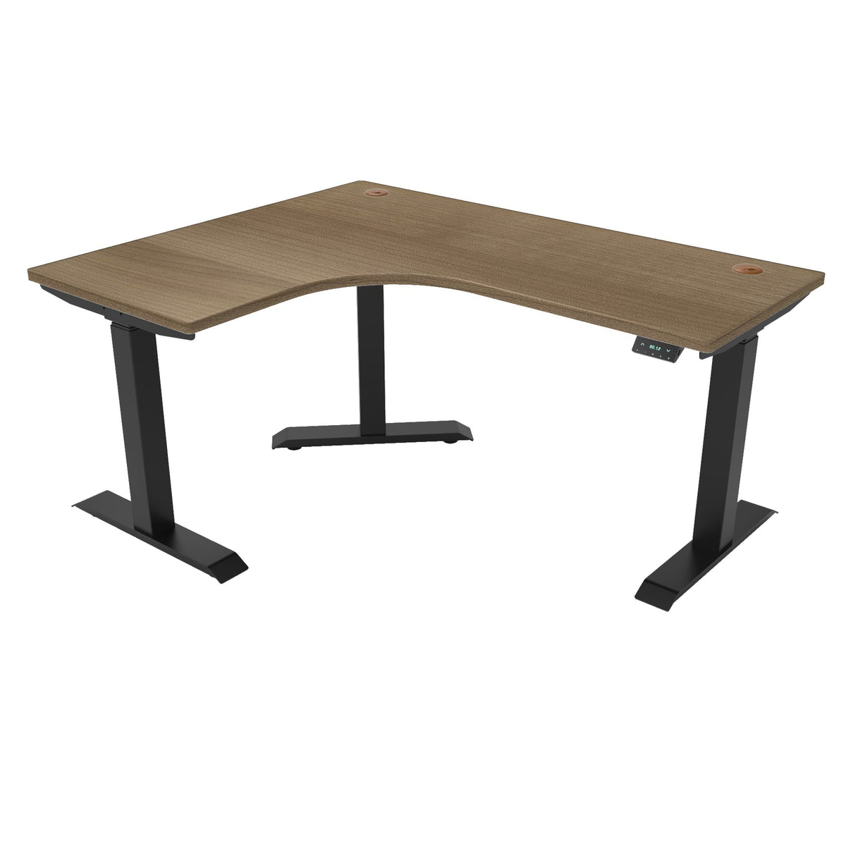 Ergoworks L-Shaped Electric Desk Cherry Cappuccino (MFC067) (+$30) / Black / Left Turn [Customizable] L-Shaped Extended Standing Desk, MFC Tabletop Ergoworks