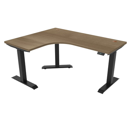 Ergoworks L-Shaped Electric Desk Cherry Cappuccino (MFC067) (+$30) / Black / Left Turn [Customizable] L-Shaped Extended Standing Desk, MFC Tabletop Ergoworks