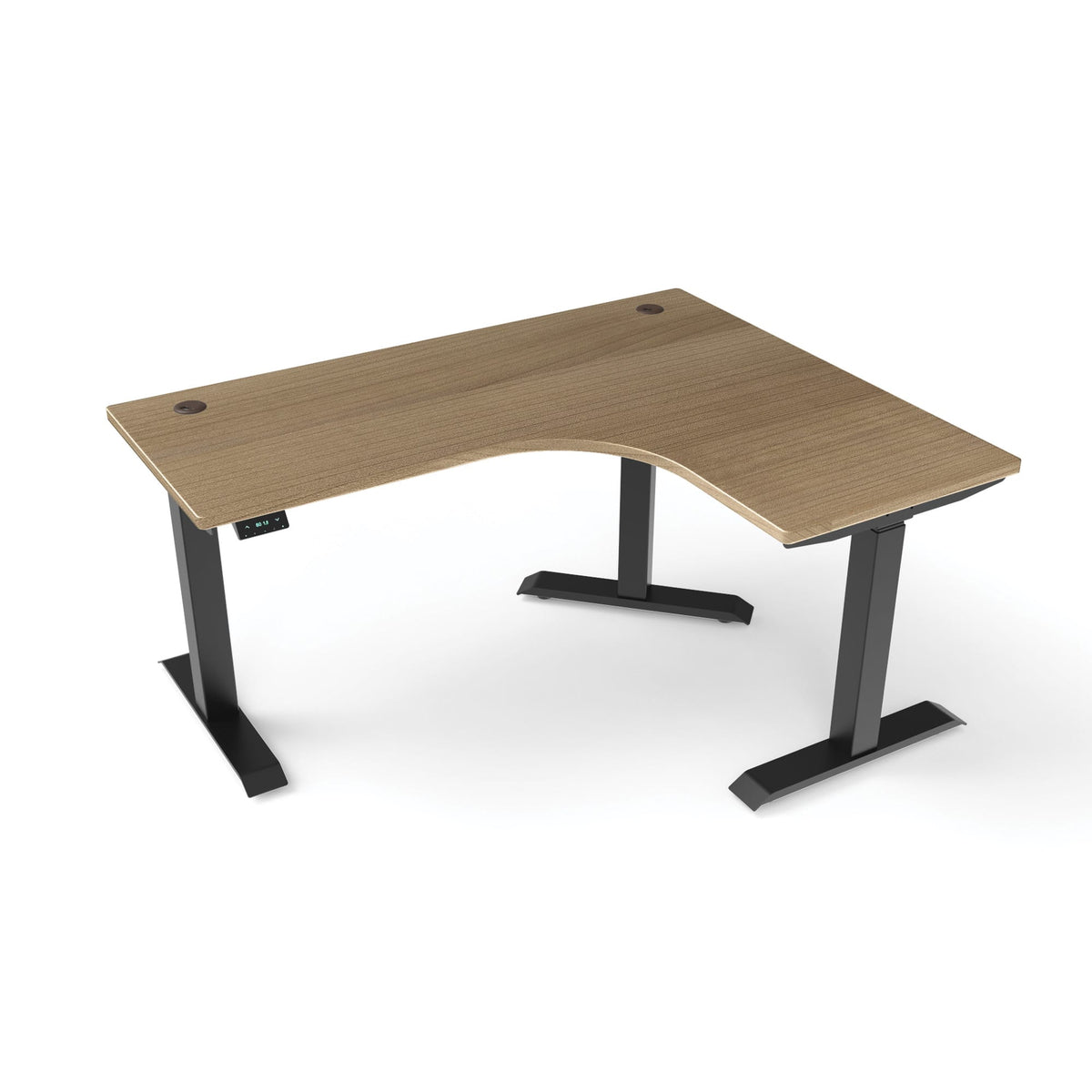 Ergoworks L-Shaped Electric Desk Cherry Cappuccino (MFC067) (+$30) / Black / Right Turn [Customizable] L-Shaped Extended Standing Desk, MFC Tabletop Ergoworks