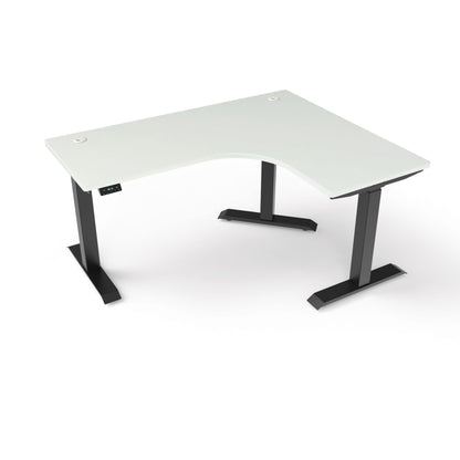 Ergoworks L-Shaped Electric Desk White (MFC101) / Black / Right Turn [Customizable] L-Shaped Extended Standing Desk, MFC Tabletop Ergoworks