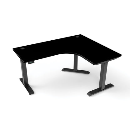 Ergoworks L-Shaped Electric Desk Black (MFC230) / Black / Right Turn [Customizable] L-Shaped Extended Standing Desk, MFC Tabletop Ergoworks