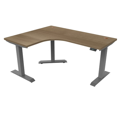Ergoworks L-Shaped Electric Desk Cherry Cappuccino (MFC067) (+$30) / Grey / Left Turn [Customizable] L-Shaped Extended Standing Desk, MFC Tabletop Ergoworks