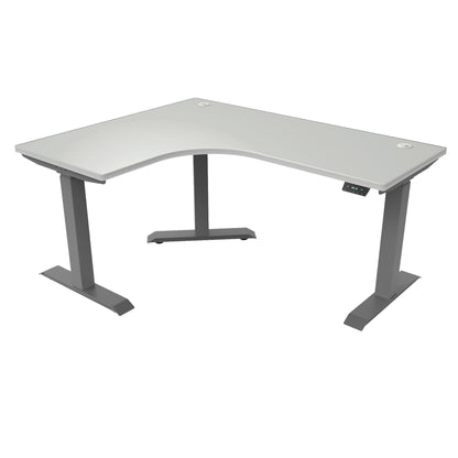 Ergoworks L-Shaped Electric Desk White (MFC101) / Grey / Left Turn [Customizable] L-Shaped Extended Standing Desk, MFC Tabletop Ergoworks