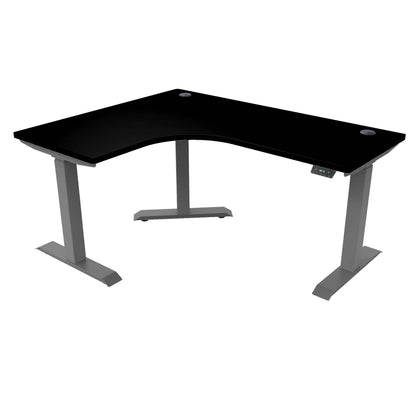 Ergoworks L-Shaped Electric Desk Black (MFC230) / Grey / Left Turn [Customizable] L-Shaped Extended Standing Desk, MFC Tabletop Ergoworks