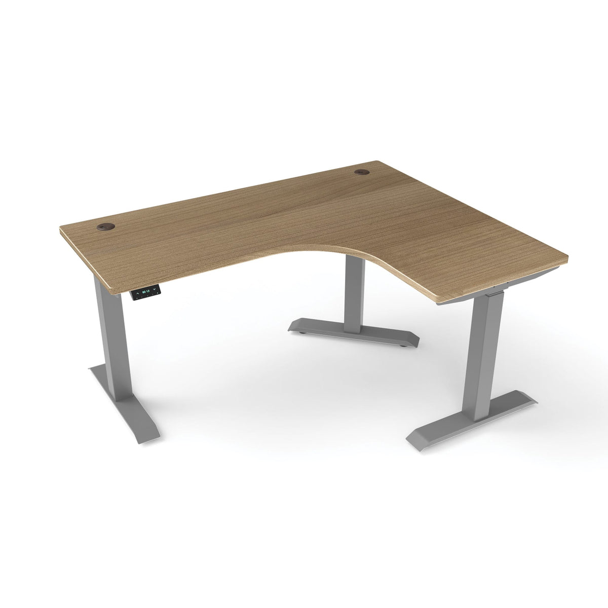 Ergoworks L-Shaped Electric Desk Cherry Cappuccino (MFC067) (+$30) / Grey / Right Turn [Customizable] L-Shaped Extended Standing Desk, MFC Tabletop Ergoworks