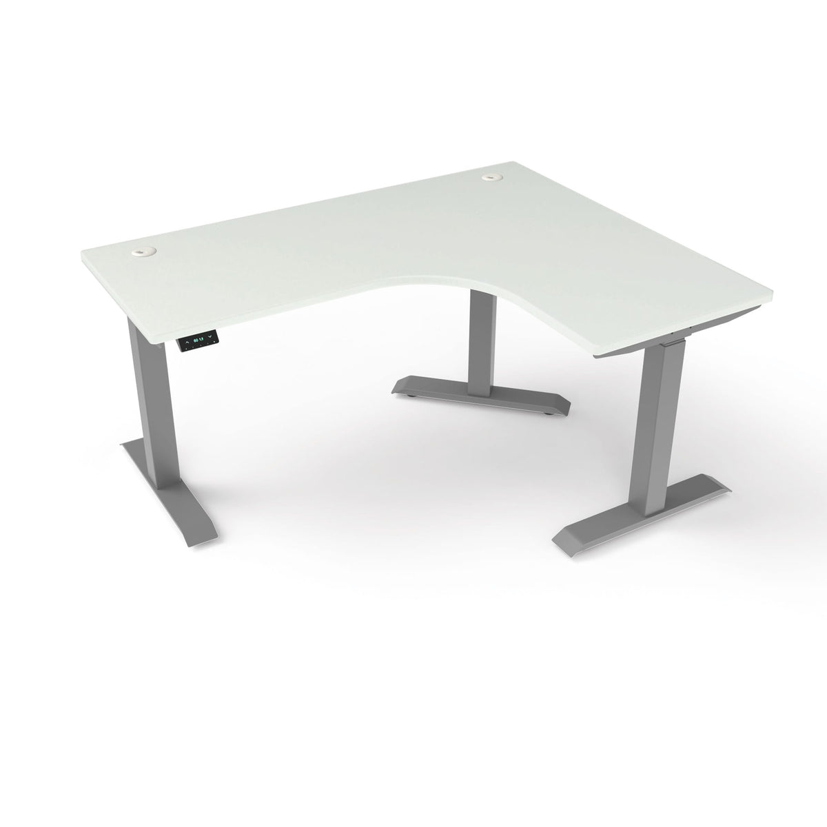 Ergoworks L-Shaped Electric Desk White (MFC101) / Grey / Right Turn [Customizable] L-Shaped Extended Standing Desk, MFC Tabletop Ergoworks