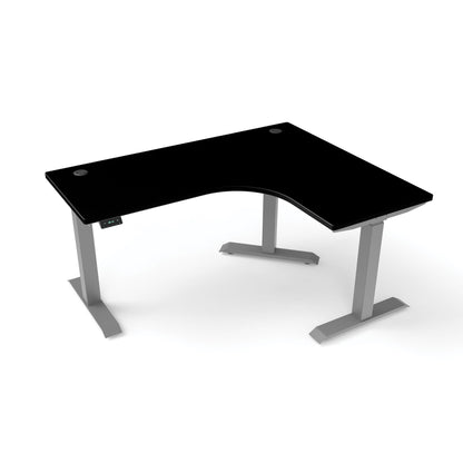 Ergoworks L-Shaped Electric Desk Black (MFC230) / Grey / Right Turn [Customizable] L-Shaped Extended Standing Desk, MFC Tabletop Ergoworks