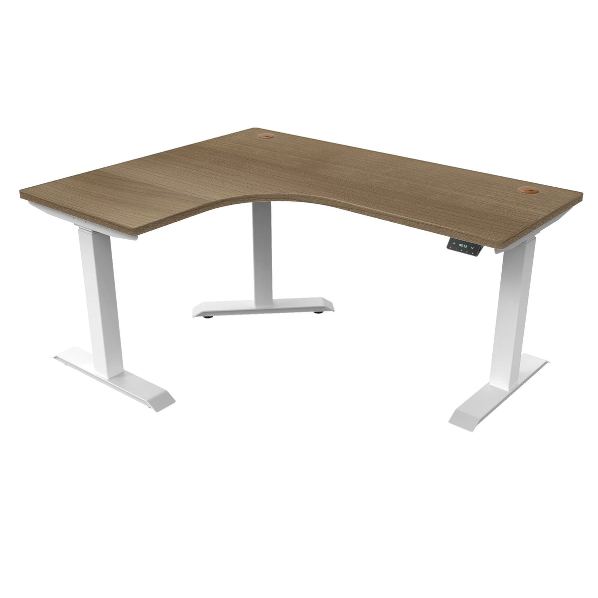 Ergoworks L-Shaped Electric Desk Cherry Cappuccino (MFC067) (+$30) / White / Left Turn [Customizable] L-Shaped Extended Standing Desk, MFC Tabletop Ergoworks