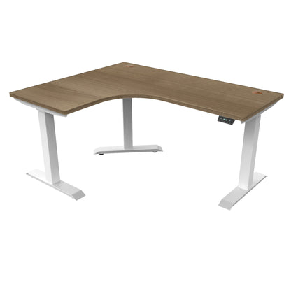 Ergoworks L-Shaped Electric Desk Cherry Cappuccino (MFC067) (+$30) / White / Left Turn [Customizable] L-Shaped Extended Standing Desk, MFC Tabletop Ergoworks