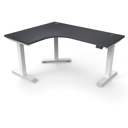 Ergoworks L-Shaped Electric Desk Dark Grey (MFC201) (+$30) / White / Left Turn [Customizable] L-Shaped Extended Standing Desk, MFC Tabletop Ergoworks