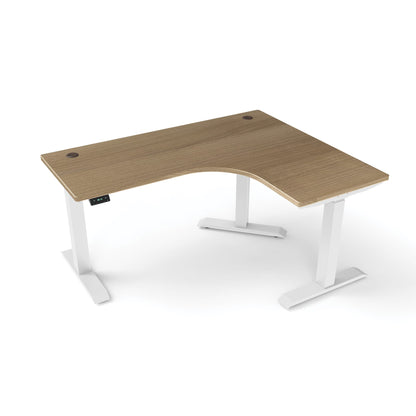Ergoworks L-Shaped Electric Desk Cherry Cappuccino (MFC067) (+$30) / White / Right Turn [Customizable] L-Shaped Extended Standing Desk, MFC Tabletop Ergoworks