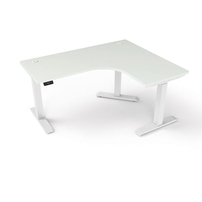 Ergoworks L-Shaped Electric Desk White (MFC101) / White / Right Turn [Customizable] L-Shaped Extended Standing Desk, MFC Tabletop Ergoworks