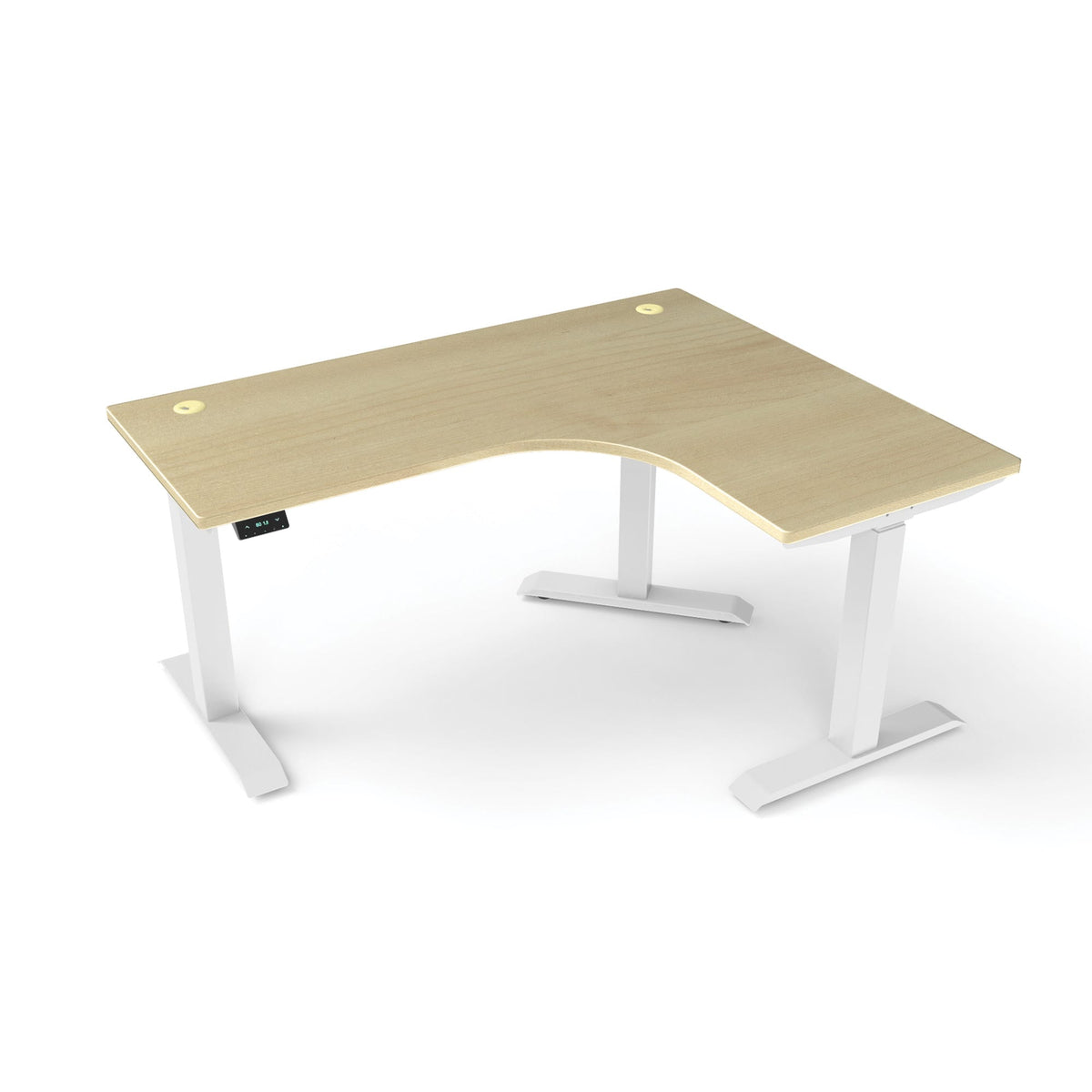 Ergoworks L-Shaped Electric Desk Maple (MFC325) (+$30) / White / Right Turn [Customizable] L-Shaped Extended Standing Desk, MFC Tabletop Ergoworks
