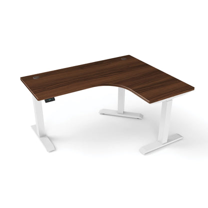 Ergoworks L-Shaped Electric Desk Noce Champagne (MFCAP5) (+$30) / White / Right Turn [Customizable] L-Shaped Extended Standing Desk, MFC Tabletop Ergoworks
