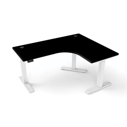 Ergoworks L-Shaped Electric Desk Black (MFC230) / White / Right Turn [Customizable] L-Shaped Extended Standing Desk, MFC Tabletop Ergoworks
