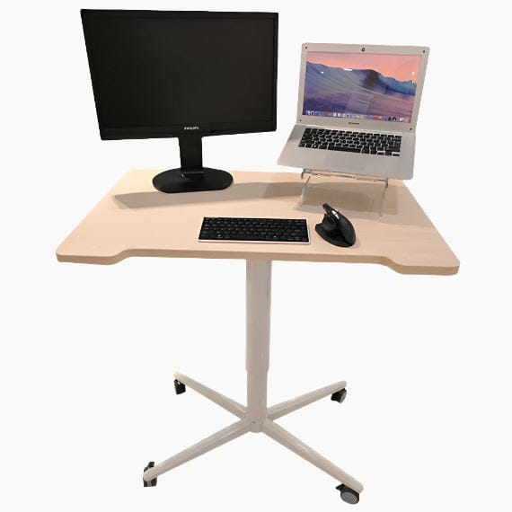ERGOWORKS Mobile Single Pole Pneumatic Adjustable Desk Ergoworks