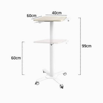 Ergoworks Mobile Single Pole Pneumatic Height Adjustable Desk Ergoworks
