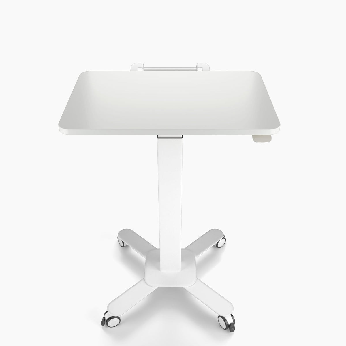 Ergoworks White Mobile Single Pole Pneumatic Height Adjustable Desk Ergoworks
