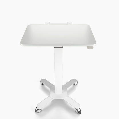 Ergoworks White Mobile Single Pole Pneumatic Height Adjustable Desk Ergoworks