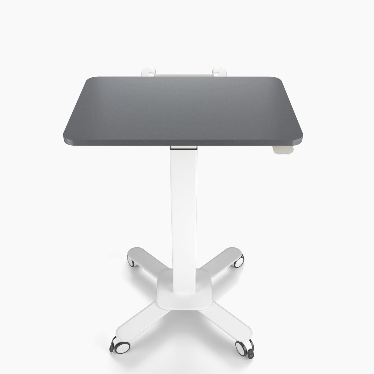 Ergoworks Dark Grey Mobile Single Pole Pneumatic Height Adjustable Desk Ergoworks