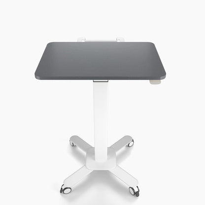 Ergoworks Dark Grey Mobile Single Pole Pneumatic Height Adjustable Desk Ergoworks
