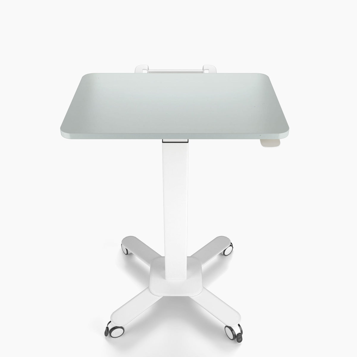 Ergoworks Grey Mobile Single Pole Pneumatic Height Adjustable Desk Ergoworks