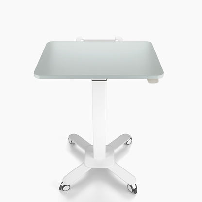 Ergoworks Grey Mobile Single Pole Pneumatic Height Adjustable Desk Ergoworks
