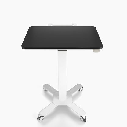 Ergoworks Black Mobile Single Pole Pneumatic Height Adjustable Desk Ergoworks