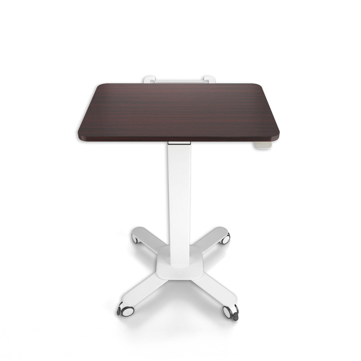 Ergoworks Walnut Mobile Single Pole Pneumatic Height Adjustable Desk Ergoworks