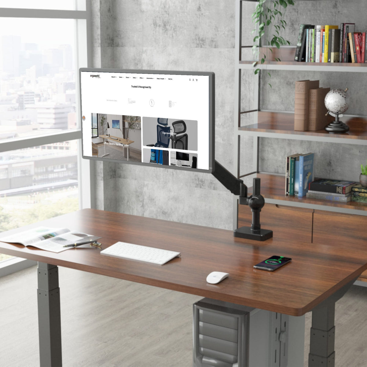 Ergoworks Monitor Arm Black Sleek Desk Mount Single Monitor Arm Ergoworks